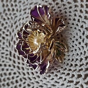 1pc Oil Painting Peony Brooch New